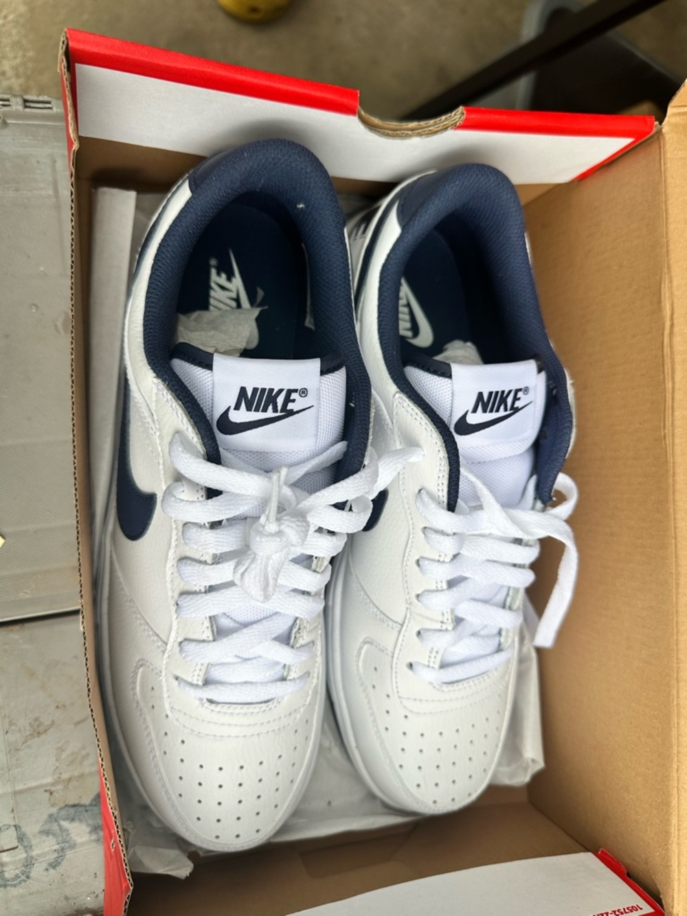 Nike White and Navy Low-Top Sneakers